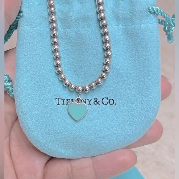 Tiffany & Co. blue enamel return to Tiffany Heart Bracelet (7 inches) - Picture 2 of 5